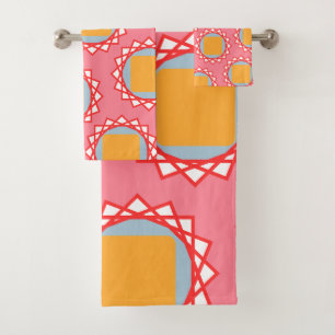 Golden Yellow Square Pattern Bath Towel Set