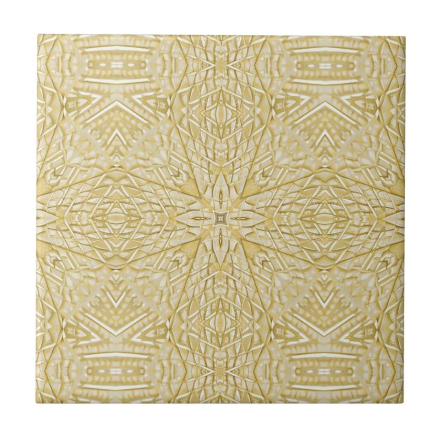 Golden yellow star geometric design bright beauty tile (Front)