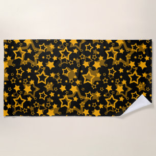 Golden Yellow Stars Glitter Design  Beach Towel