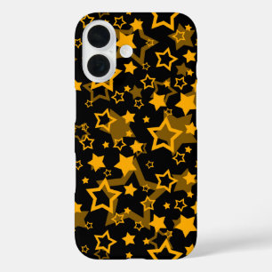 Golden Yellow Stars Glitter Design iPhone 16 Case