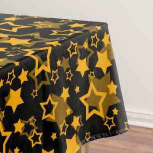 Golden Yellow Stars Glitter Design Tablecloth