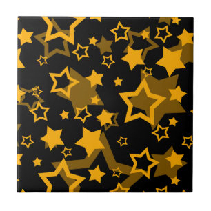 Golden Yellow Stars Glitter Design  Tile