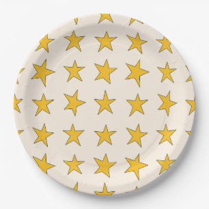 Golden Yellow Stars Party Paper Plates