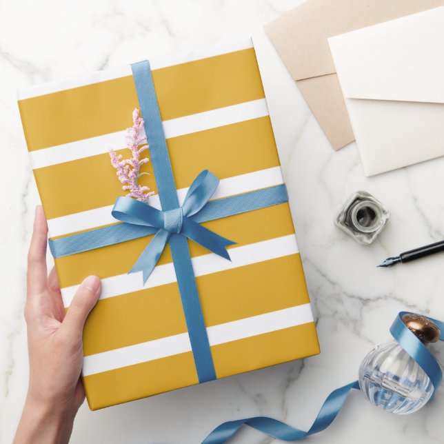 Golden Yellow Stripes Wrapping Paper (Gifting)