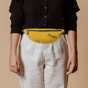 Golden Yellow Stylised Bridesmaid Name Bum Bags