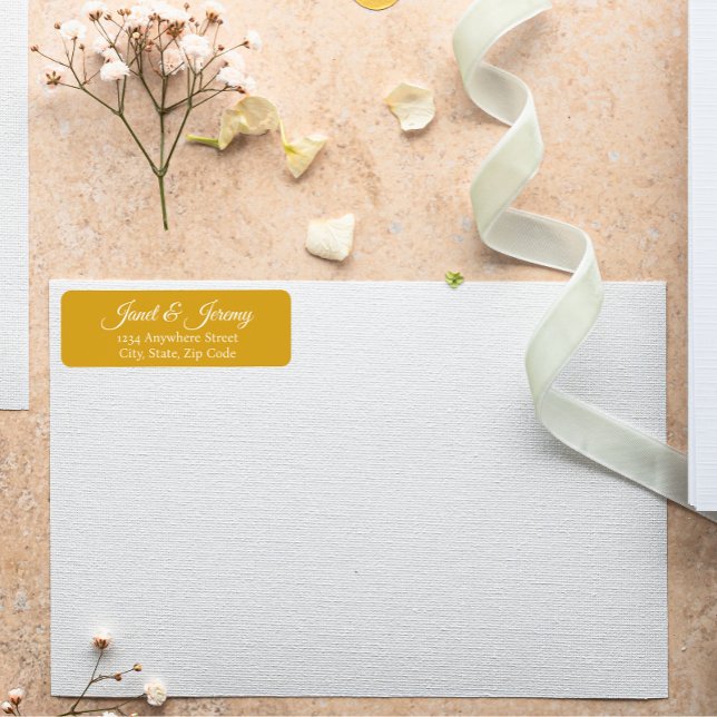 Golden Yellow Stylised Name Wedding Return Address (In Situ Wedding)