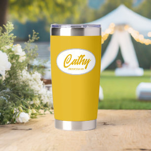 Golden Yellow Stylised Wedding Bridesmaid Name Insulated Tumbler