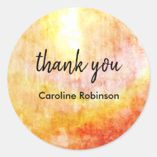 Golden Yellow Sun Thank You Classic Round Sticker