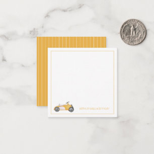 Golden Yellow Vintage Toy Car Personalised Card