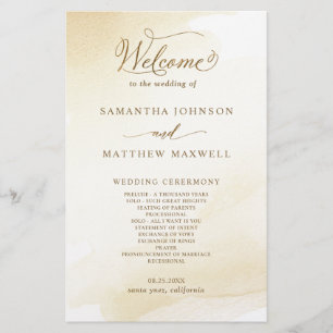 Golden Yellow Wash, Calligraphy Wedding Program