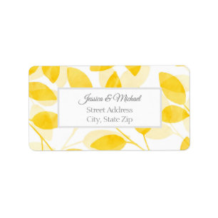 Golden Yellow Watercolor Leaves Label