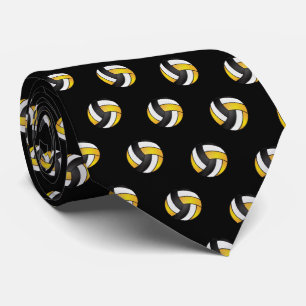 Golden Yellow, White and Black Volleyball Tie