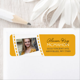 Golden Yellow & White Filmstrip Return Address Lab