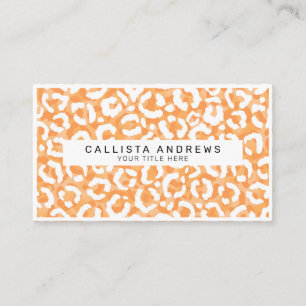 Golden Yellow White Leopard Animal Print Monogram Business Card