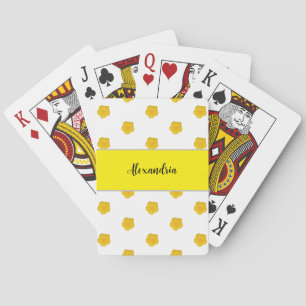 Golden Yellow Wildflower custom name monogram Playing Cards
