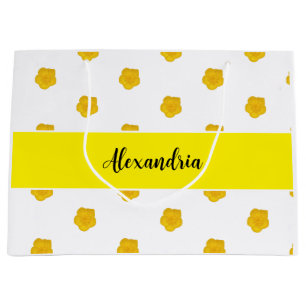 Golden Yellow Wildflower  Monogram Name Gift Bag