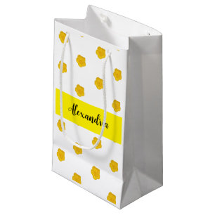 Golden Yellow Wildflower Monogram Name Gift Bag