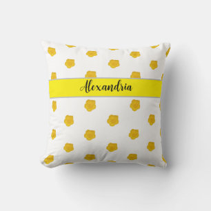 Golden Yellow Wildflower Photo Monogram Name Cushion