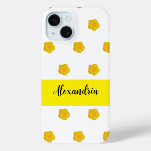 Golden Yellow Wildflower Photo Name iPhone 15 Case