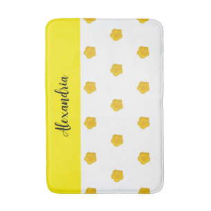 Golden Yellow Wildflower Photo Name Monogram Bath Mat