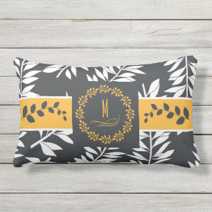 Golden Yellow with Charcoal Grey Monogram Outdoor Cushion