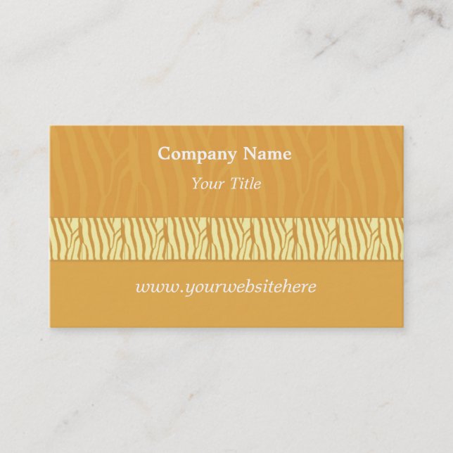 Golden Yellow Zebra Print Business Card (Front)