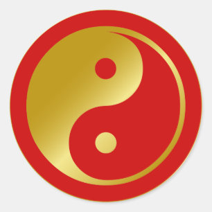 Golden Yin Yang Classic Round Sticker
