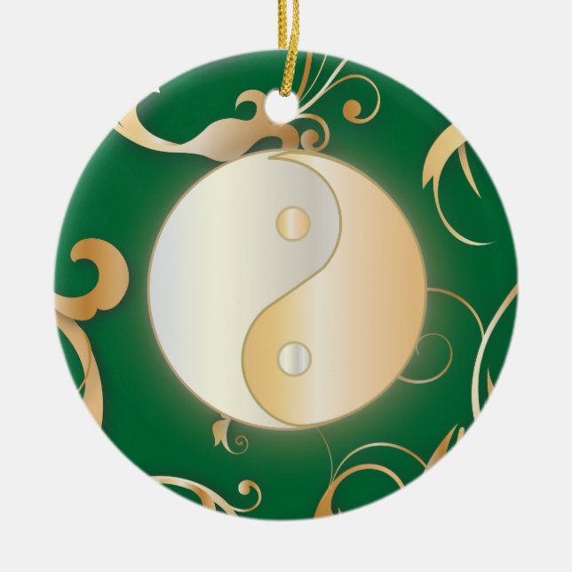 Golden Yin & Yang Ornament (Front)