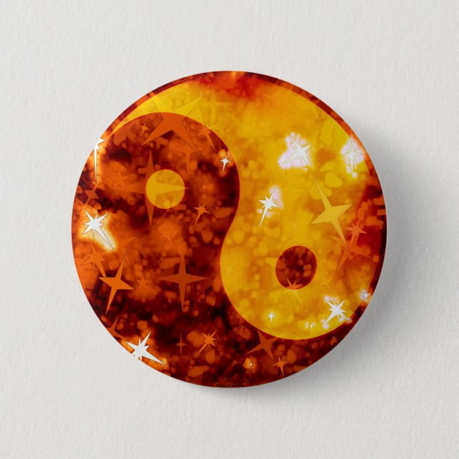 Golden ying yang sparkly button (Front)