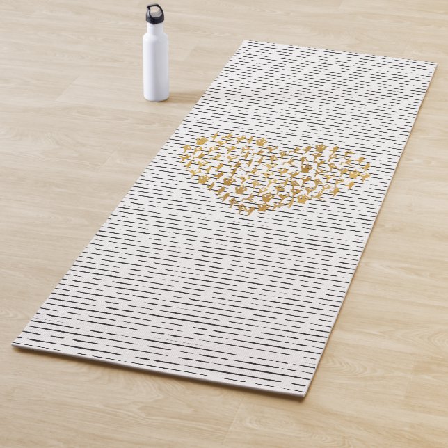 Golden Yoga Silhouettes in Heart Shape Yoga Mat (In Situ)