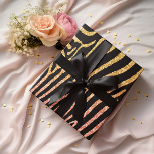 Golden Zebra Glittery Pattern  Wrapping Paper