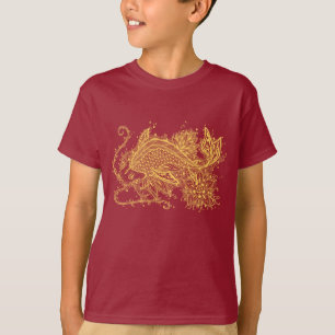 Golden Zen Koi on Red Kids T-Shirt