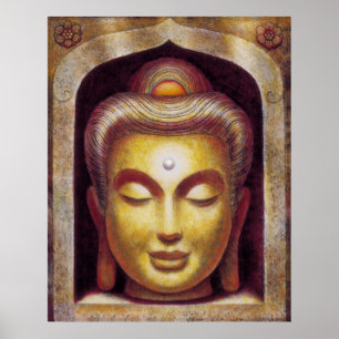 Golden Zen Meditation Buddha Spiritual Art Poster