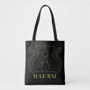 Golden Zip Cats in Love Tote Bag