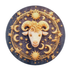 Golden Zodiac Aries Symbol Cutting Board