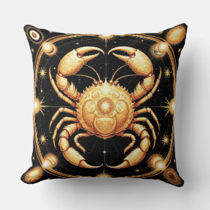 Golden Zodiac Cancer Symbol Cushion