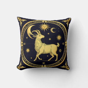 Golden Zodiac Capricorn Design Cushion