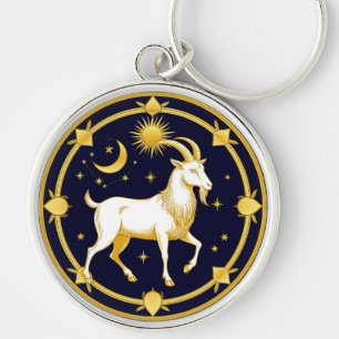 Golden Zodiac Capricorn Design Key Ring