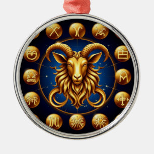 Golden Zodiac Capricorn Design Metal Tree Decoration