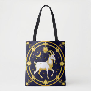 Golden Zodiac Capricorn Design Tote Bag