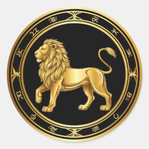 ✨ Golden Zodiac Leo Luxury Gift Art ♌ Classic Round Sticker