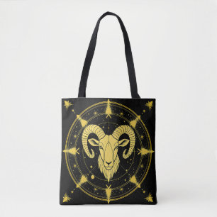 Golden Zodiac Symbol of Aries Tote Bag