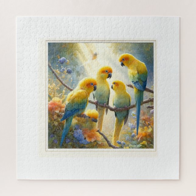 Goldencrowned Parakeet Interaction 050624AREF113 - Jigsaw Puzzle (Vertical)