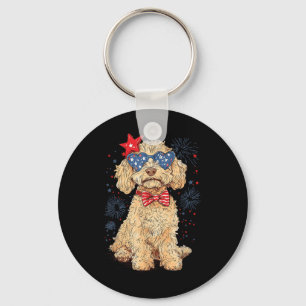 Goldendoodle 4th Of July Patriotic Golden Doodle D Key Ring
