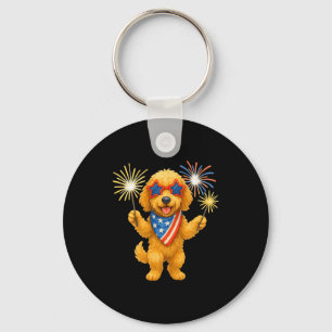 Goldendoodle 4th of july patriotic golden doodle key ring