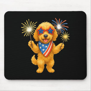 Goldendoodle 4th of july patriotic golden doodle mouse mat