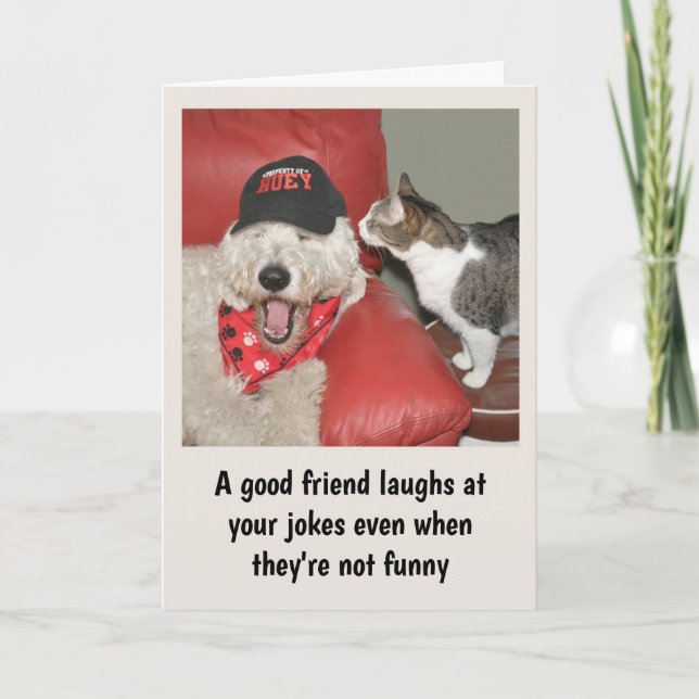 Goldendoodle and cat friendship card (Front)