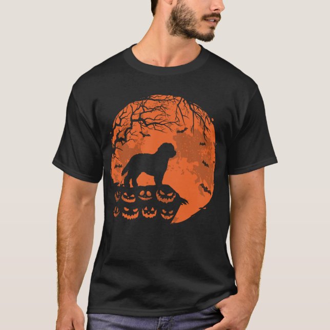 GoldenDoodle And Moon Halloween Dog Lover Gift T-Shirt (Front)