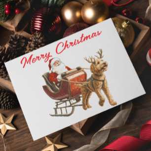 Goldendoodle and Santa Dog Christmas Holiday Card