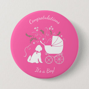 Goldendoodle Baby Shower Pink 7.5 Cm Round Badge
